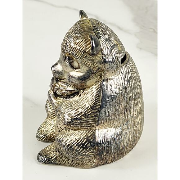 Panda Bear Silver Coin Bank 3 7/8" x 3" Piggy Bank Nursery Decor 90s Accent - Picture 5 of 14